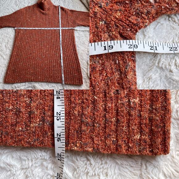 Vintage 90s Y2K ribbed orange turtleneck sweater boucle Spiegel marled oversized - Picture 5 of 17